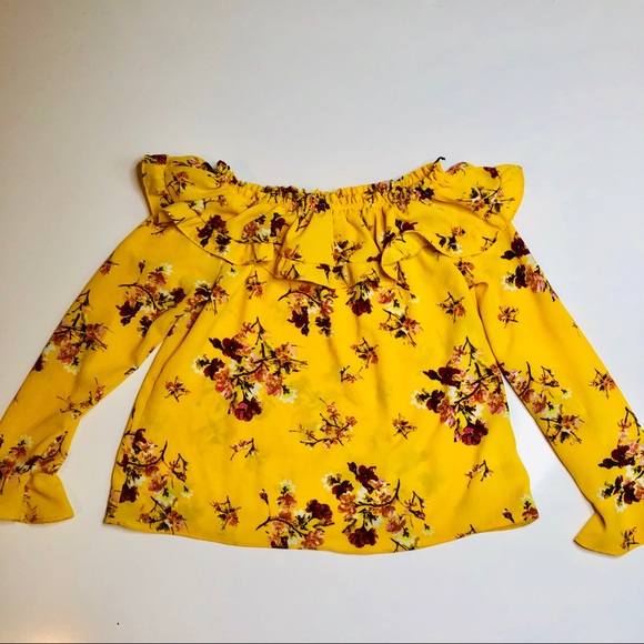 h&m yellow floral top